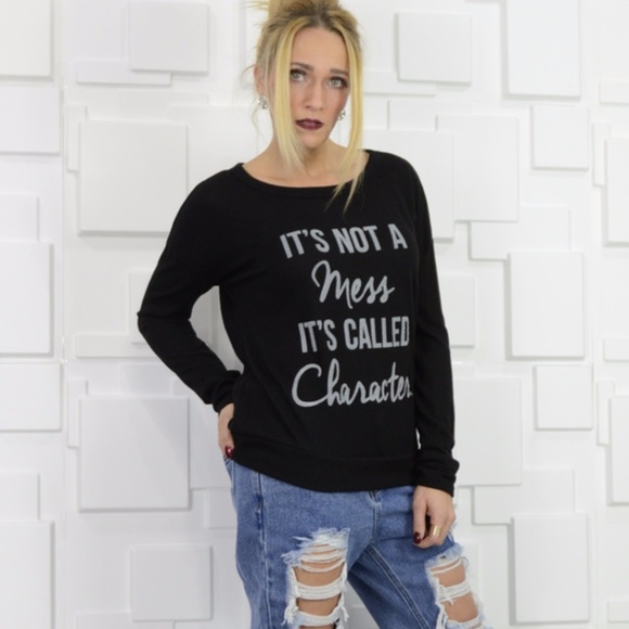 "NOT A MESS" SWEATSHIRT TOP - Picture 2 of 4